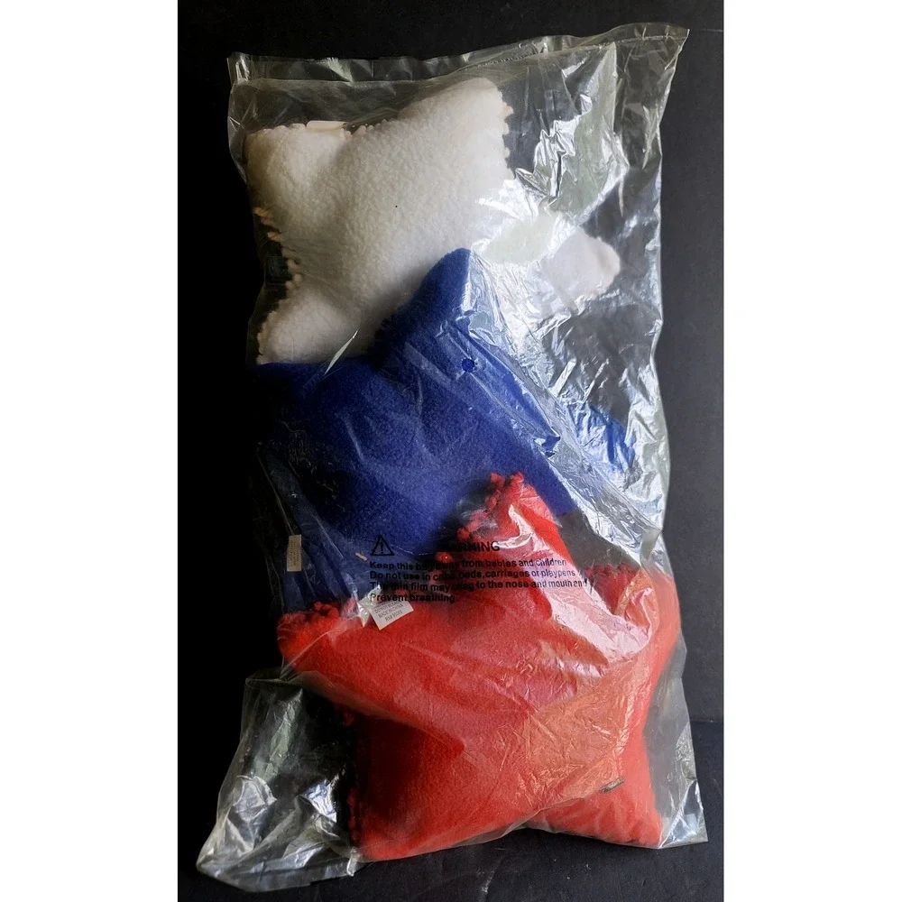 Set of 3 Red White Blue Star Chenille Mini Pillows Plush Patriotic Americana NEW